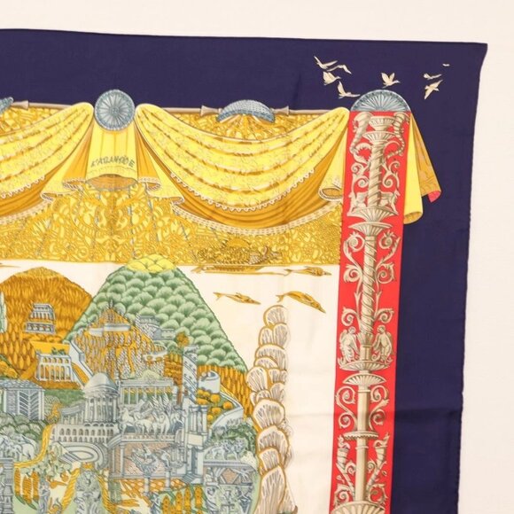 HERMES Carre 90 Scarf ""LATLANTIDE"" Silk Navy Auth BA6852 - Picture 3 of 8